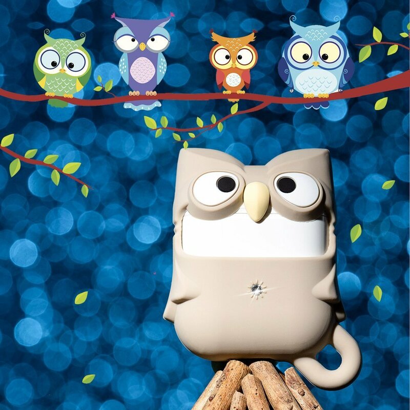 Husa Apple Airpods Kingxbar Adorable Cute Animals Cu Cristale Swarovski Din Silicon - Brown Owl