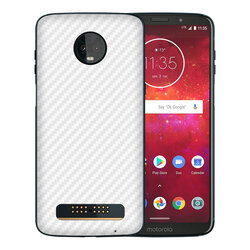 Skin Motorola Moto Z3 Play - Sticker Mobster Autoadeziv Pentru Spate - Carbon White