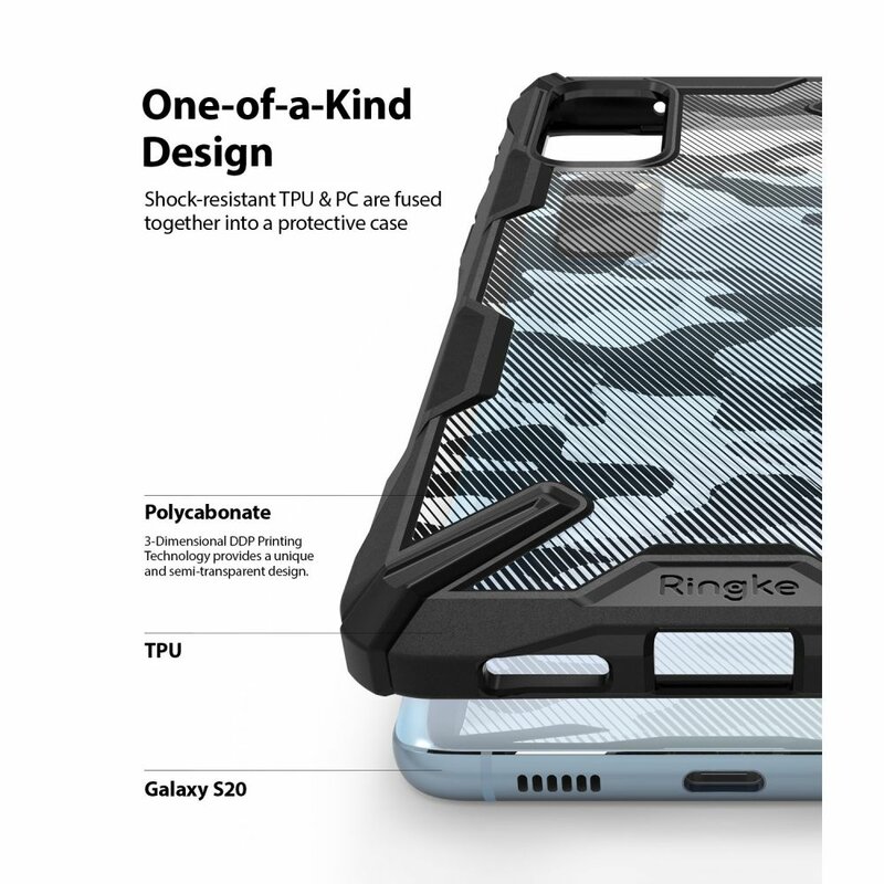 Husa Samsung Galaxy S20 Ringke Fusion X Design - Camo Black