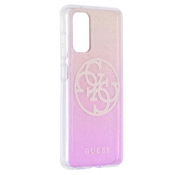 Husa Samsung Galaxy S20 Guess Glitter Circle Gold Logo - Pink