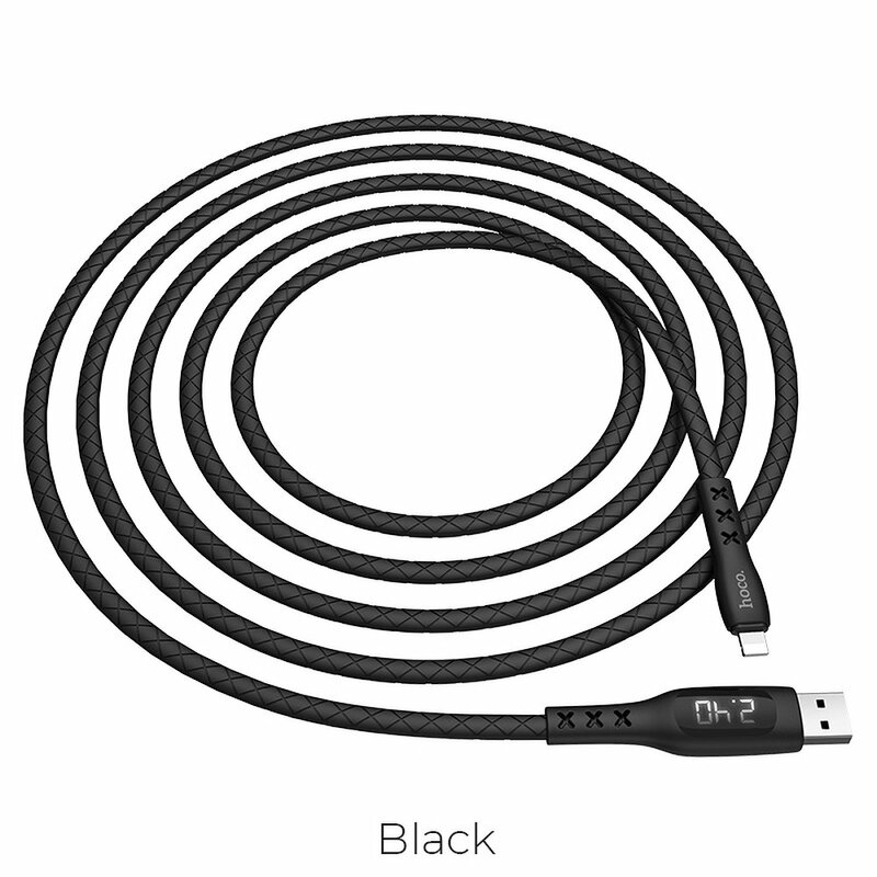 Cablu De Date Hoco Selected S6 USB To Lightning Cu Temporizator Si Afisaj LED 2.4A 1.2m - Negru