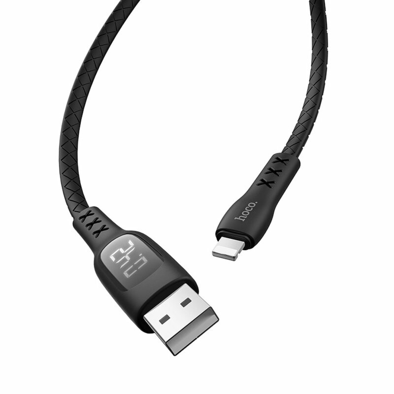 Cablu De Date Hoco Selected S6 USB To Lightning Cu Temporizator Si Afisaj LED 2.4A 1.2m - Negru