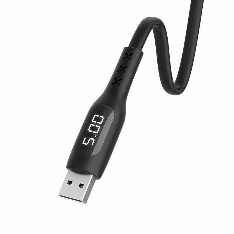 Cablu De Date Hoco Selected S6 USB To Lightning Cu Temporizator Si Afisaj LED 2.4A 1.2m - Negru