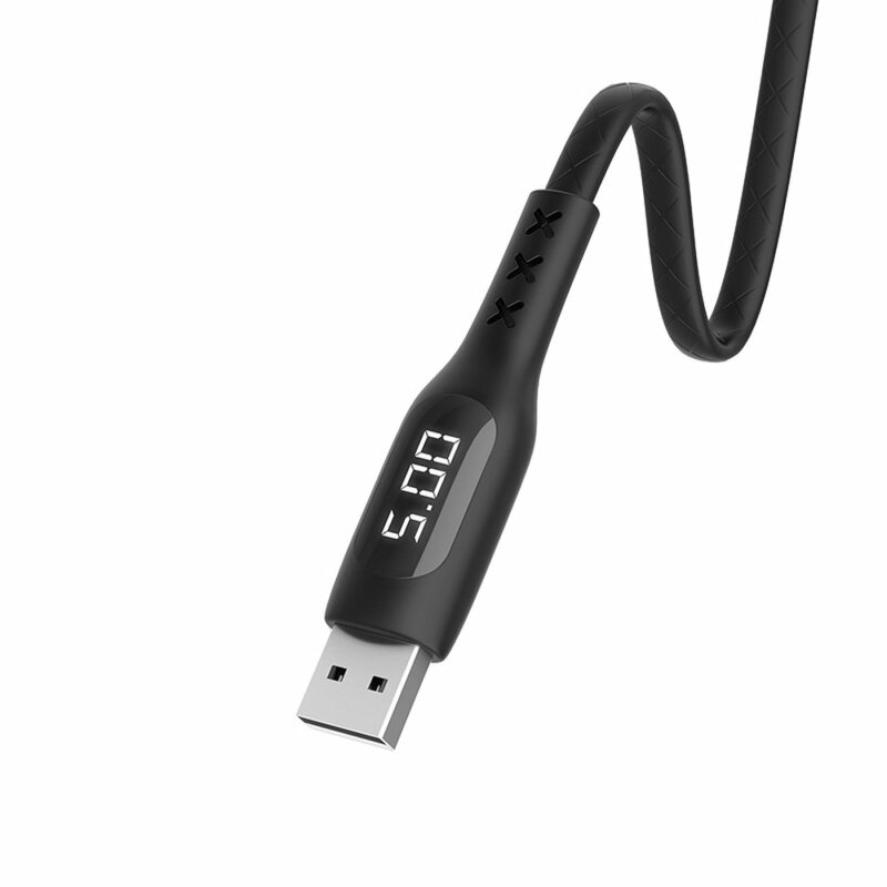 Cablu De Date Hoco Selected S6 USB To Type-C Cu Temporizator Si Afisaj LED 3.0A 1.2m - Negru