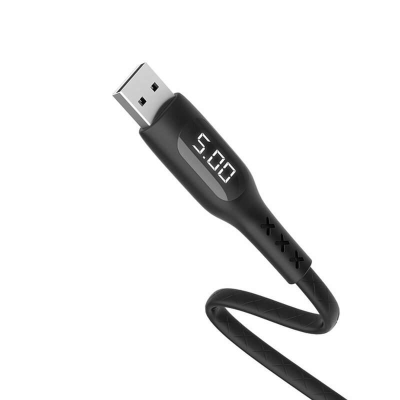 Cablu De Date Hoco Selected S6 USB To Micro-USB Cu Temporizator Si Afisaj LED 2.4A 1.2m - Negru