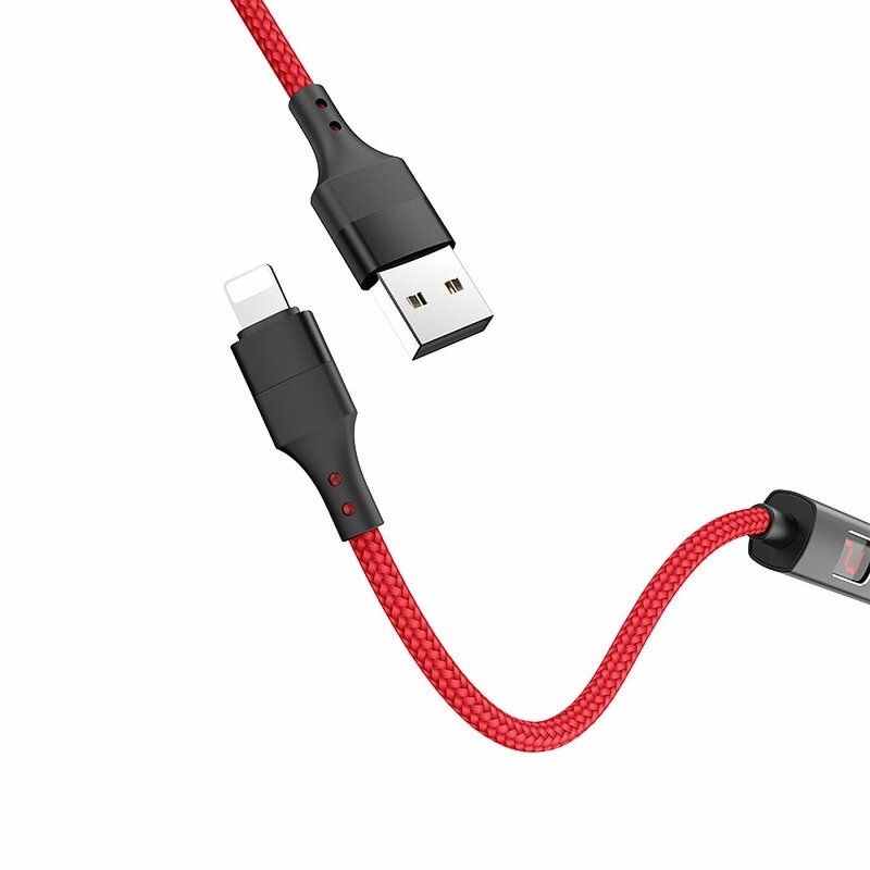 Cablu De Date Hoco Selected S13 Lightning Cu Temporizator Si Afisaj LED 2.4A 1.2m - Rosu