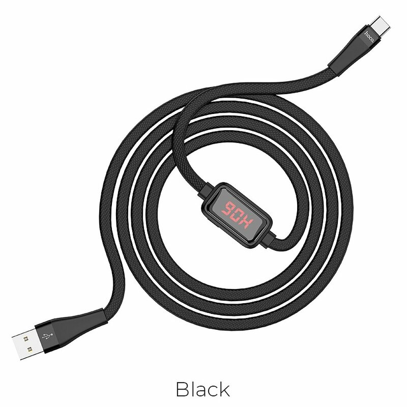 Cablu De Date Hoco Selected S4 USB La Type-C Cu Temporizator Si Afisaj LED 3A 1.2m - Negru