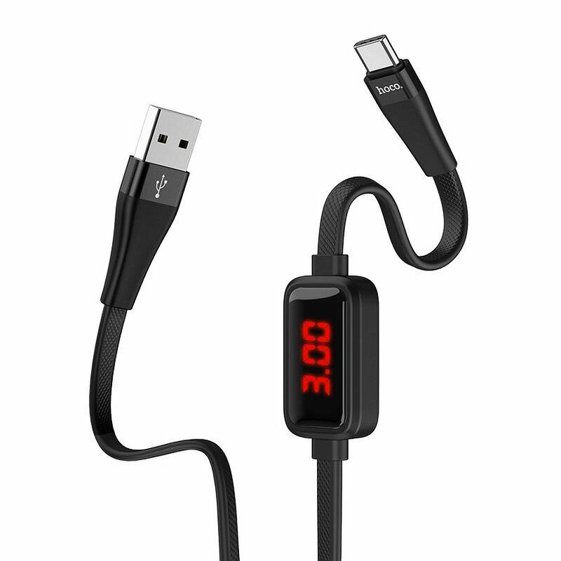Cablu De Date Hoco Selected S4 USB La Type-C Cu Temporizator Si Afisaj LED 3A 1.2m - Negru