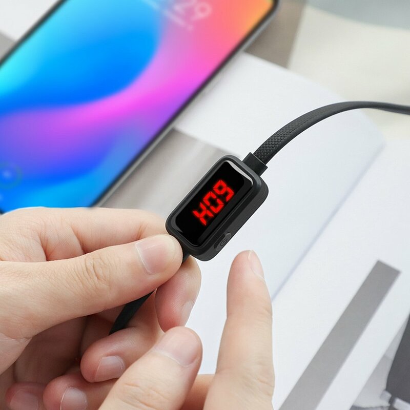 Cablu De Date Hoco Selected S4 USB La Type-C Cu Temporizator Si Afisaj LED 3A 1.2m - Negru