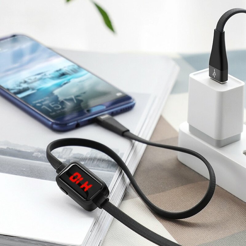 Cablu De Date Hoco Selected S4 USB La Type-C Cu Temporizator Si Afisaj LED 3A 1.2m - Negru