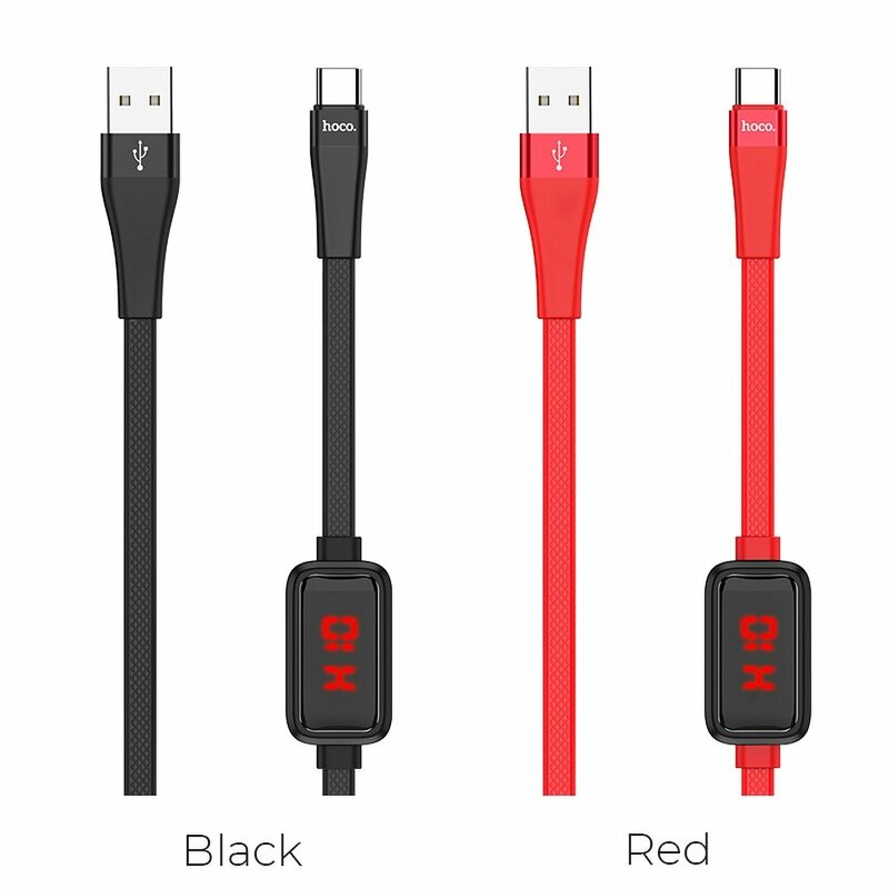 Cablu De Date Hoco Selected S4 USB La Type-C Cu Temporizator Si Afisaj LED 3A 1.2m - Rosu