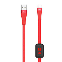 Cablu De Date Hoco Selected S4 USB La Type-C Cu Temporizator Si Afisaj LED 3A 1.2m - Rosu
