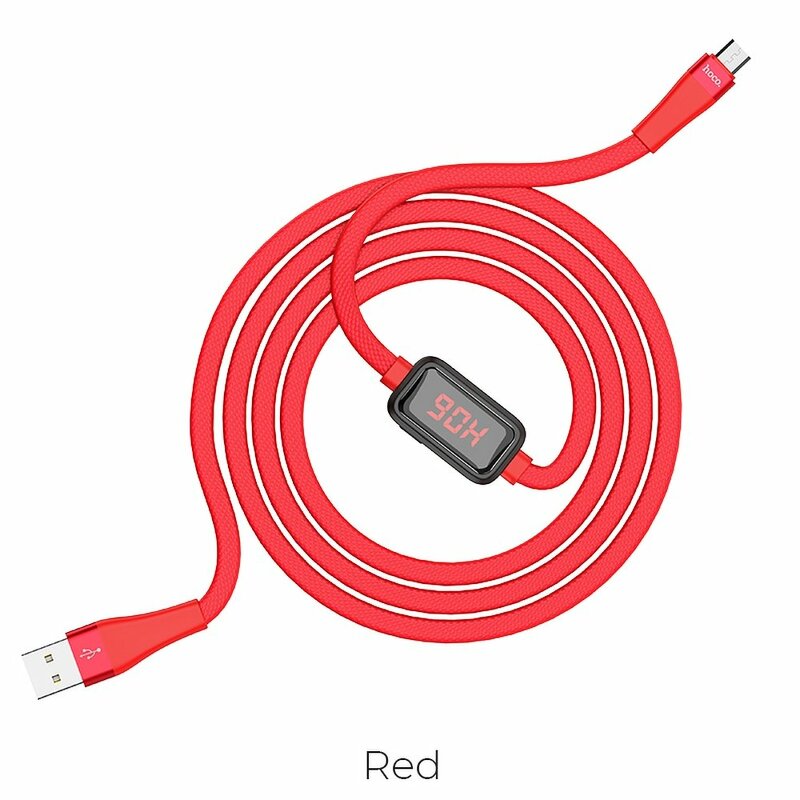 Cablu De Date Hoco Selected S4 USB La Micro-USB Cu Temporizator Si Afisaj LED 2.4A 1.2m - Rosu