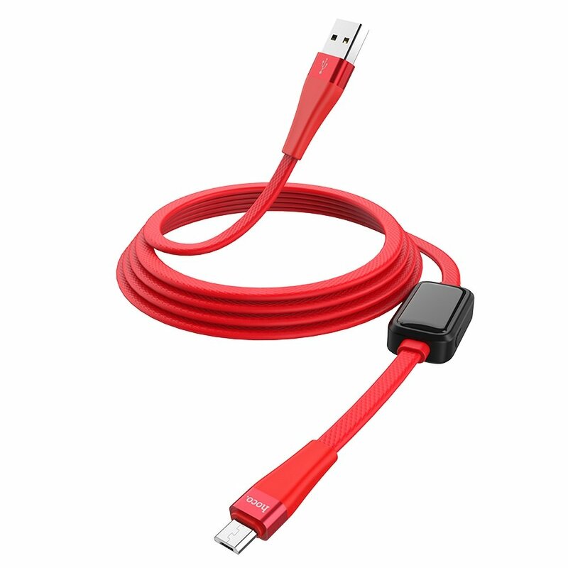 Cablu De Date Hoco Selected S4 USB La Micro-USB Cu Temporizator Si Afisaj LED 2.4A 1.2m - Rosu