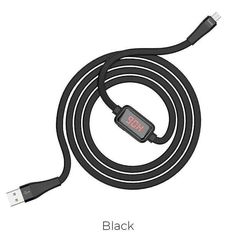 Cablu De Date Hoco Selected S4 USB La Micro-USB Cu Temporizator Si Afisaj LED 2.4A 1.2m - Negru