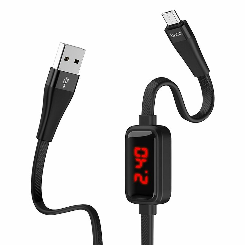 Cablu De Date Hoco Selected S4 USB La Micro-USB Cu Temporizator Si Afisaj LED 2.4A 1.2m - Negru