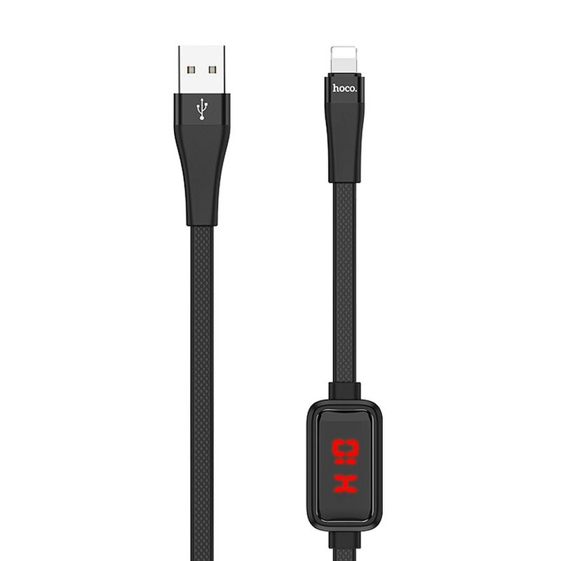 Cablu De Date Hoco Selected S4 USB La Lightning Cu Temporizator Si Afisaj LED 2.4A 1.2m - Negru