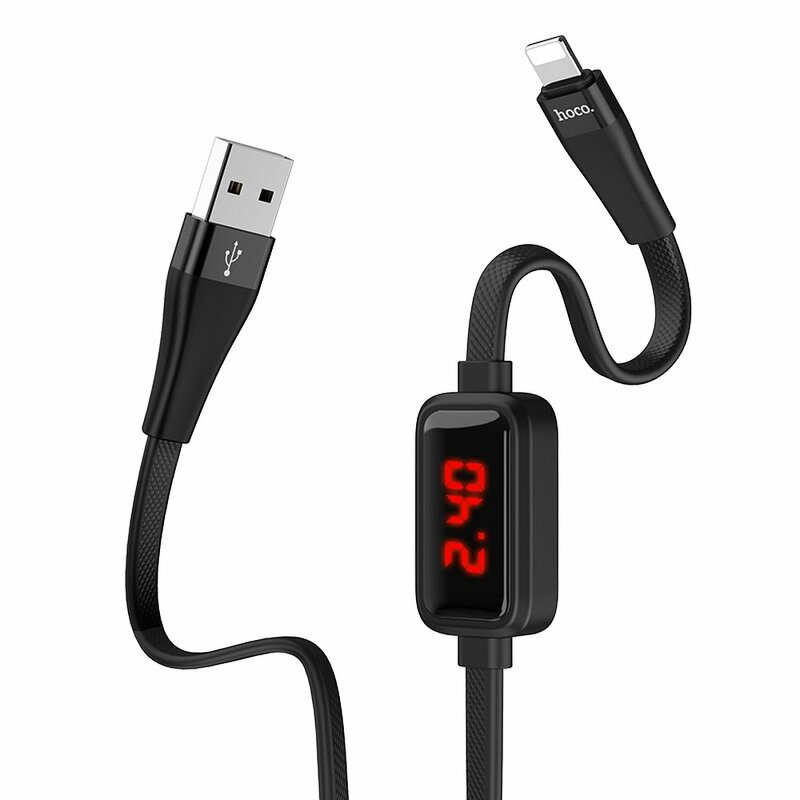 Cablu De Date Hoco Selected S4 USB La Lightning Cu Temporizator Si Afisaj LED 2.4A 1.2m - Negru