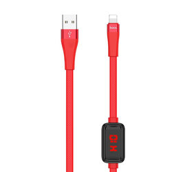 Cablu De Date Hoco Selected S4 USB La Lightning Cu Temporizator Si Afisaj LED 2.4A 1.2m - Rosu