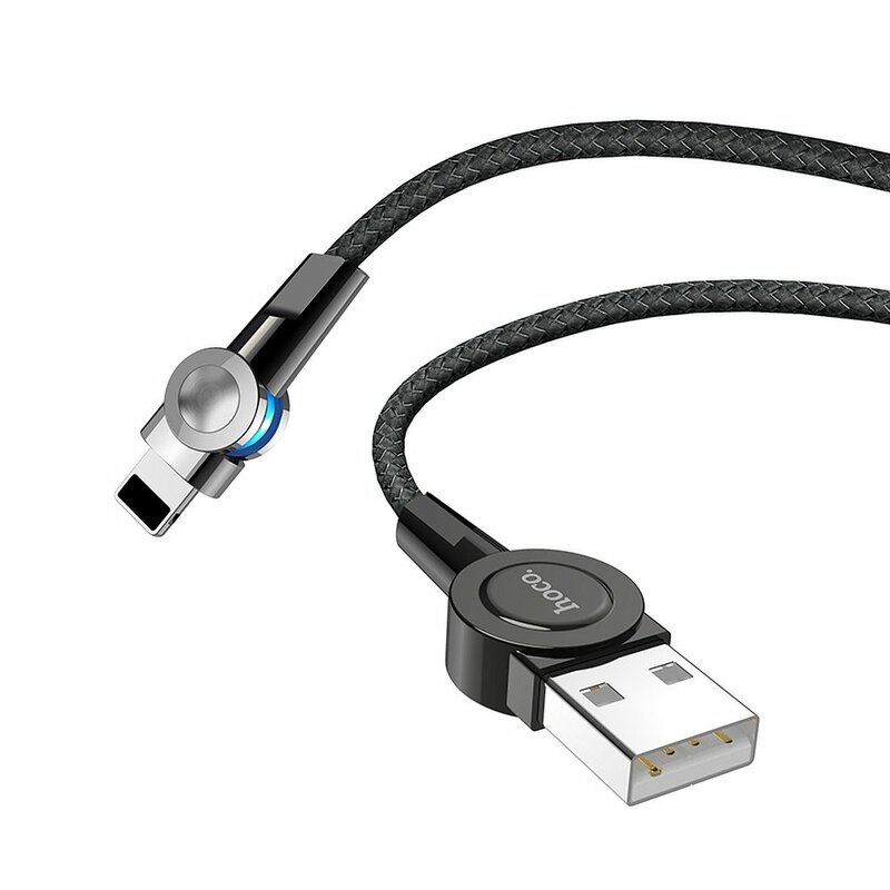 Cablu De Incarcare Hoco Selected S8 Magnetic 180° USB To Lightning Cu Indicator LED 2.4A 1.2m - Negru