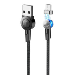 Cablu De Incarcare Hoco Selected S8 Magnetic 180° USB To Micro-USB Cu Indicator LED 2.4A 1.2m - Negru