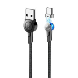 Cablu De Incarcare Hoco Selected S8 Magnetic 180° USB To Type-C Cu Indicator LED 3A 1.2m - Negru