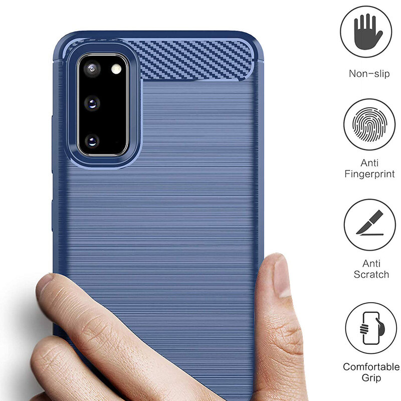 Husa Samsung Galaxy S20 Techsuit Carbon Silicone, albastru