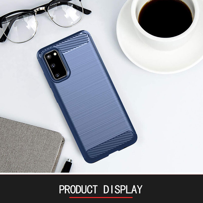 Husa Samsung Galaxy S20 5G Techsuit Carbon Silicone, albastru