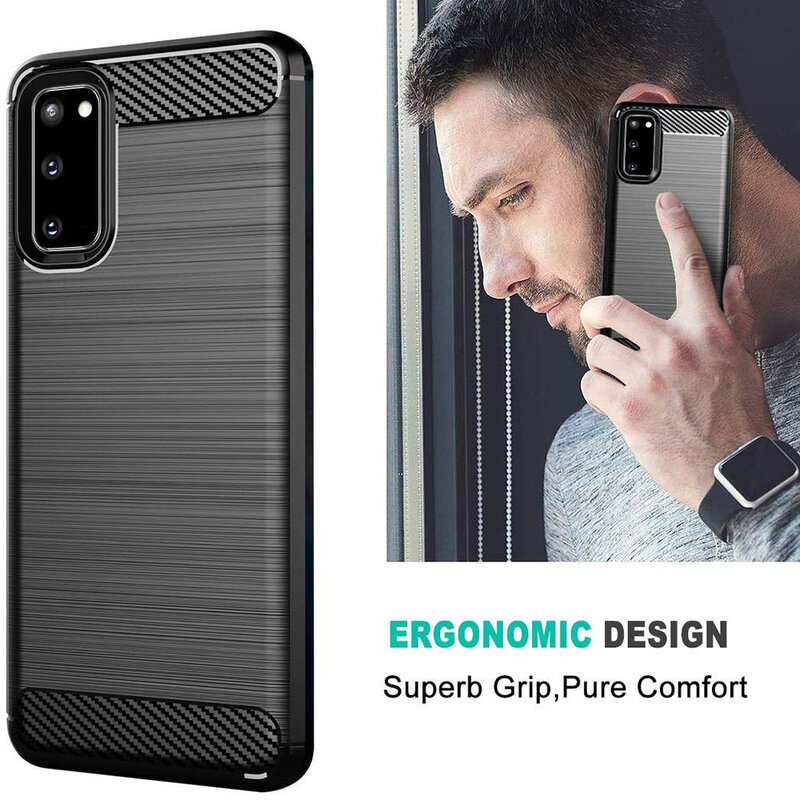 Husa Samsung Galaxy S20 Techsuit Carbon Silicone, negru