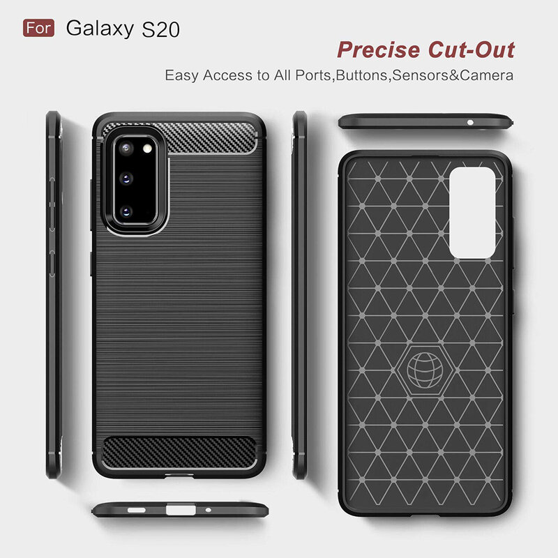 Husa Samsung Galaxy S20 Techsuit Carbon Silicone, negru