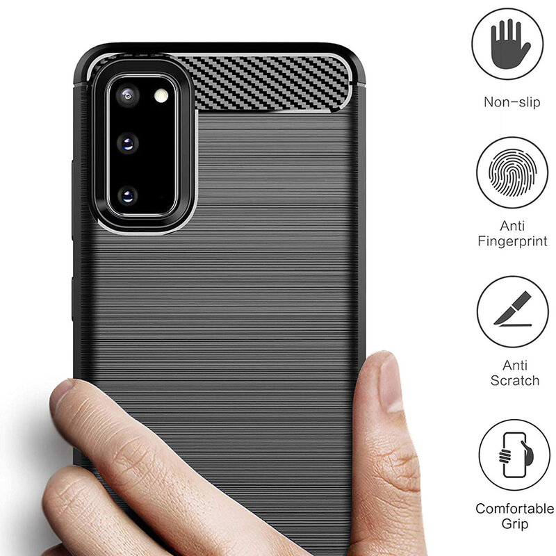 Husa Samsung Galaxy S20 Techsuit Carbon Silicone, negru