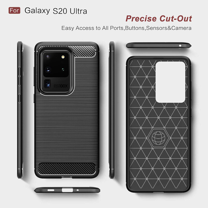 Husa Samsung Galaxy S20 Ultra Techsuit Carbon Silicone, negru