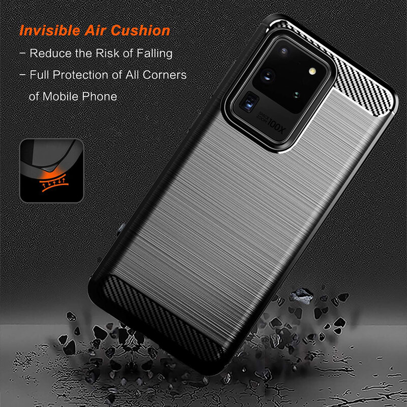 Husa Samsung Galaxy S20 Ultra Techsuit Carbon Silicone, negru