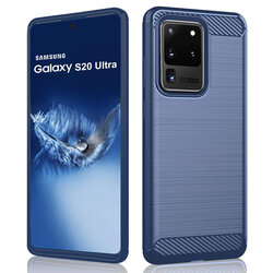 Husa Samsung Galaxy S20 Ultra 5G Techsuit Carbon Silicone, albastru