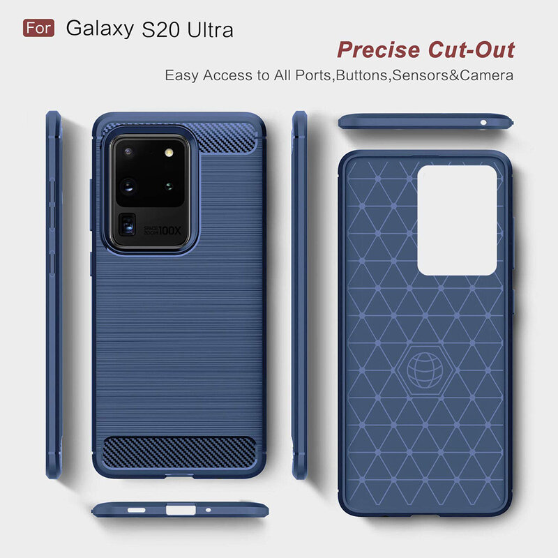 Husa Samsung Galaxy S20 Ultra 5G Techsuit Carbon Silicone, albastru
