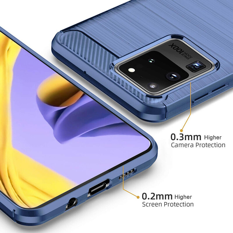 Husa Samsung Galaxy S20 Ultra 5G Techsuit Carbon Silicone, albastru