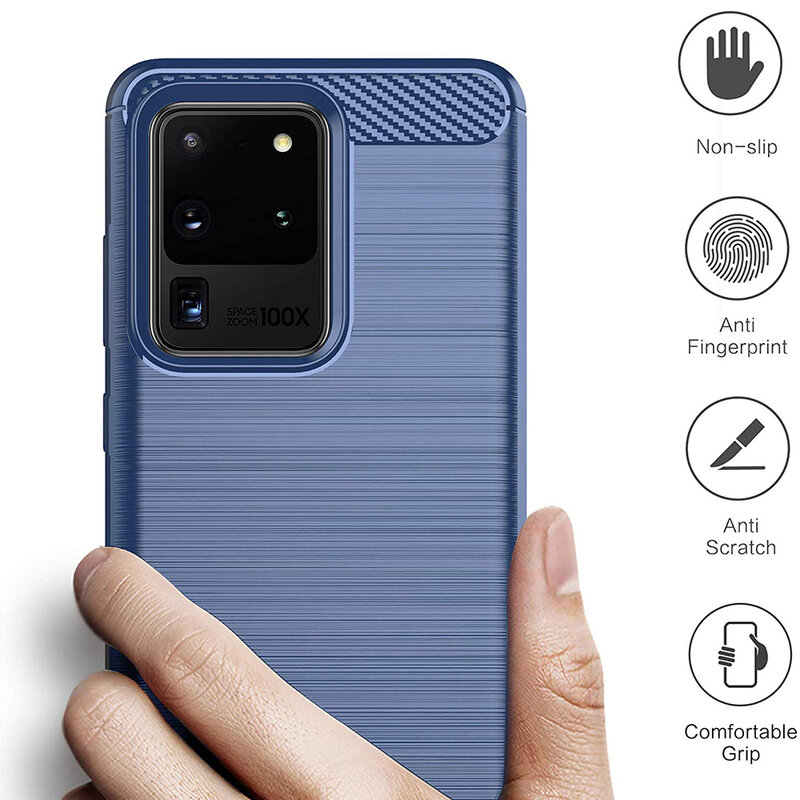 Husa Samsung Galaxy S20 Ultra 5G Techsuit Carbon Silicone, albastru