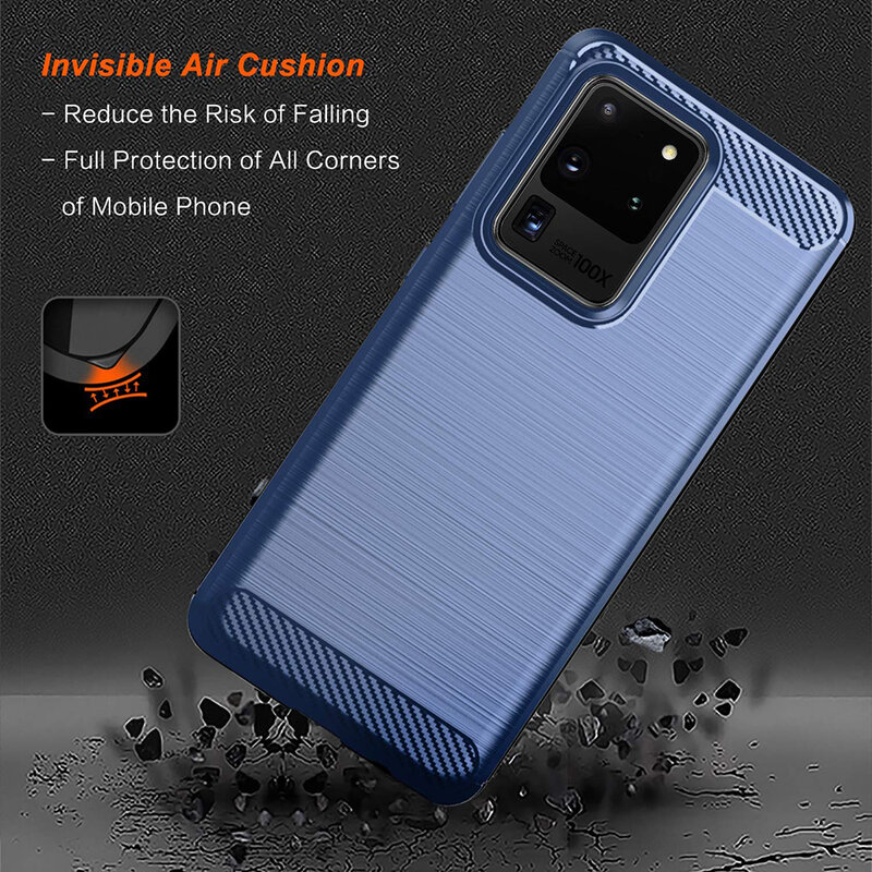 Husa Samsung Galaxy S20 Ultra 5G Techsuit Carbon Silicone, albastru