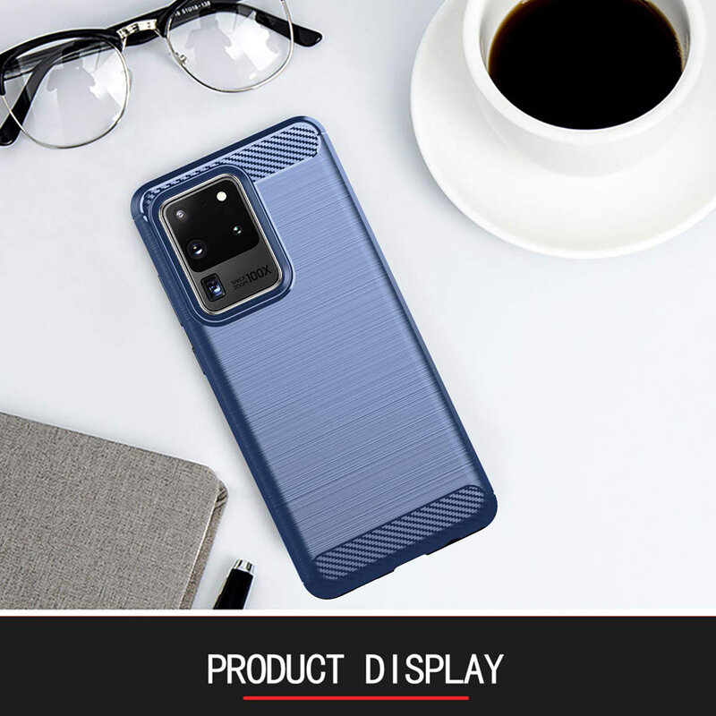 Husa Samsung Galaxy S20 Ultra 5G Techsuit Carbon Silicone, albastru