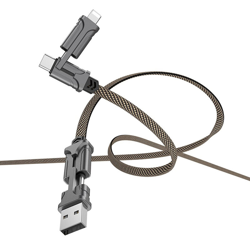 Cablu de date 4 in 1 Lightning/USB/ 2x Type-C Hoco S22 60W 1.2m, negru