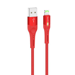 Cablu De Date Hoco Selected S24 USB To Lightning Aluminum Dual LED Indicator 2.4A 1.2m - Rosu