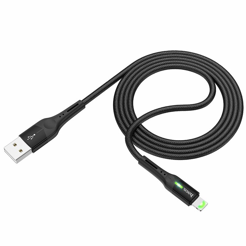 Cablu De Date Hoco Selected S24 USB To Lightning Aluminum Dual LED Indicator 2.4A 1.2m - Negru