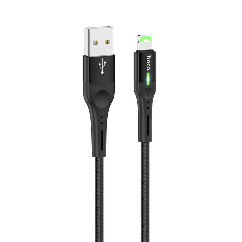Cablu De Date Hoco Selected S24 USB To Lightning Aluminum Dual LED Indicator 2.4A 1.2m - Negru
