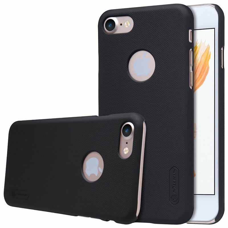 Husa iPhone 8 Nillkin Super Frosted Shield Cu Decupaj Sigla, negru