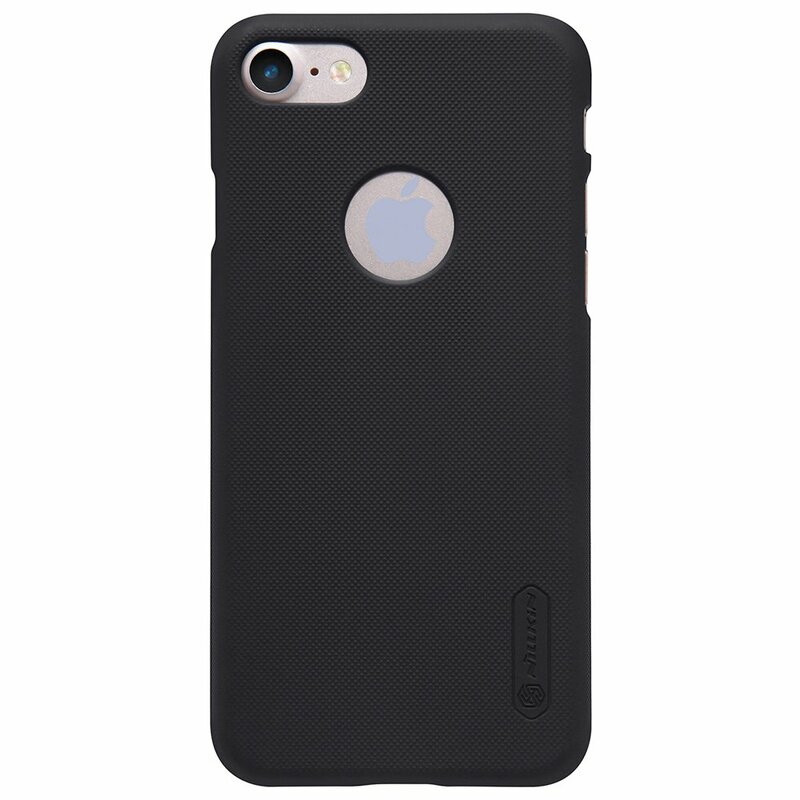Husa iPhone 8 Nillkin Super Frosted Shield Cu Decupaj Sigla, negru
