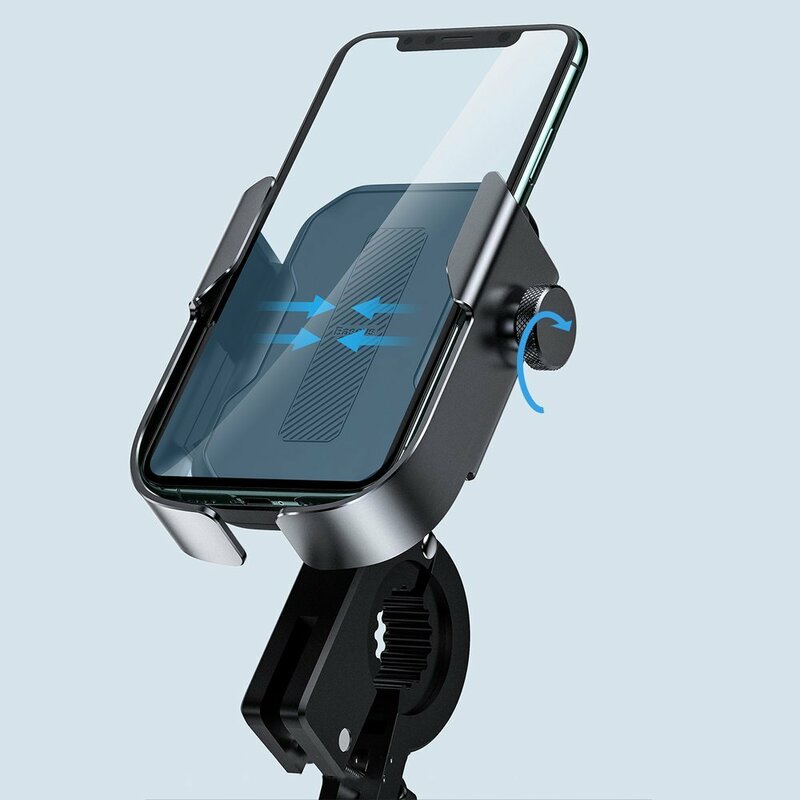 Suport Bicicleta Baseus inAuto Metal Armor Motorcycle Cu Prindere Pe Ghidon Si Oglinda - SUKJA-0S - Argintiu
