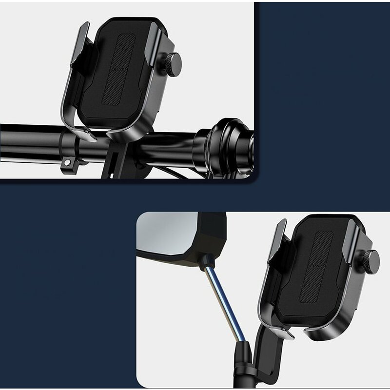 Suport Bicicleta Baseus inAuto Metal Armor Motorcycle Cu Prindere Pe Ghidon Si Oglinda - SUKJA-0S - Argintiu
