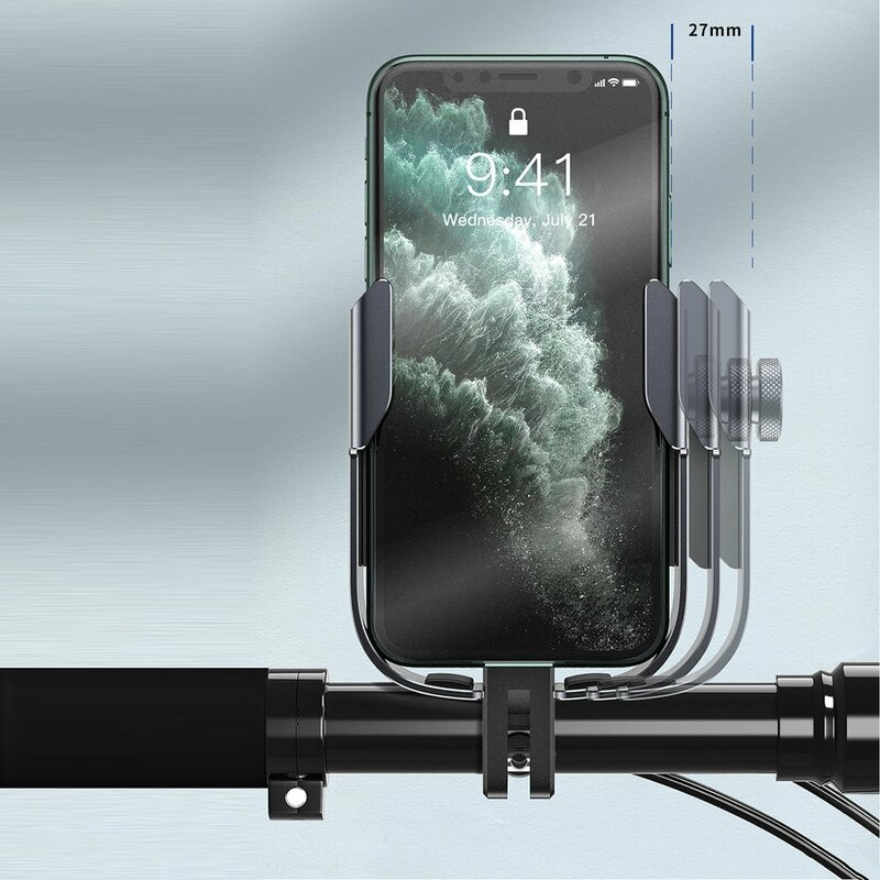 Suport Bicicleta Baseus inAuto Metal Armor Motorcycle Cu Prindere Pe Ghidon Si Oglinda - SUKJA-0S - Argintiu