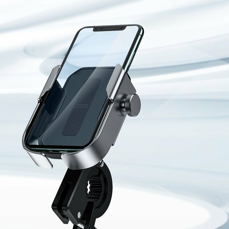 Suport Bicicleta Baseus inAuto Metal Armor Motorcycle Cu Prindere Pe Ghidon Si Oglinda - SUKJA-0S - Argintiu