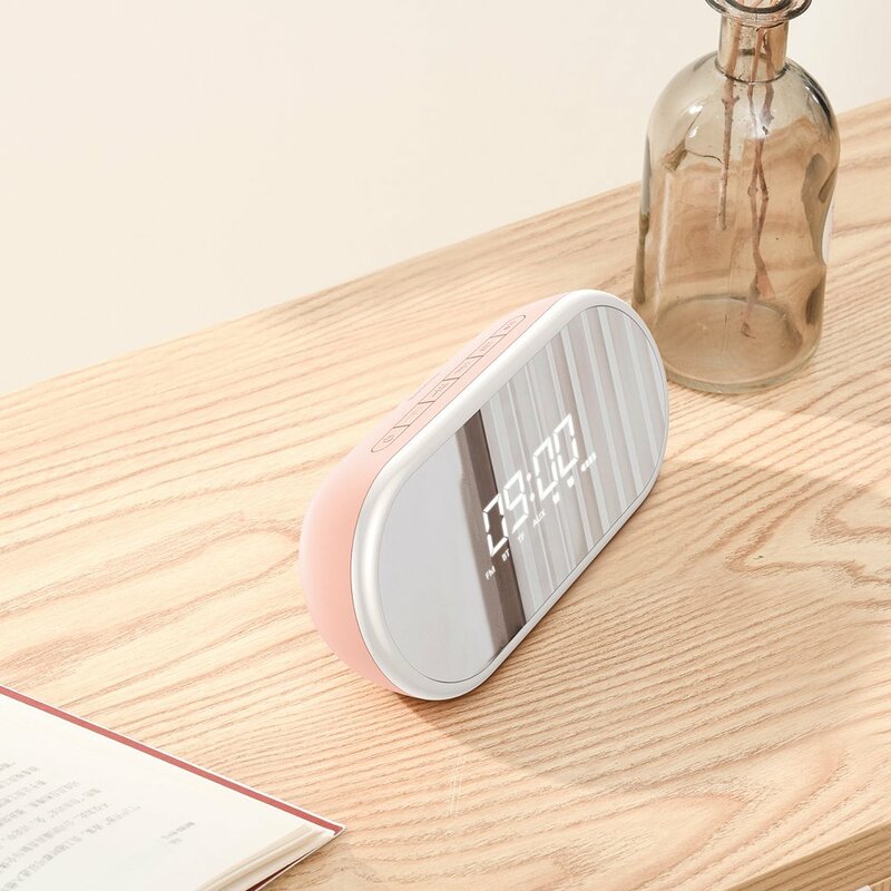 Boxa Portabila Baseus Encok E09 Bluetooth Stylish Wireless with Alarm Clock/LED - NGE09-04 - Roz